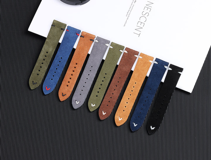 Vintage Suede Leather Watch Strap (Handmade Stitching)