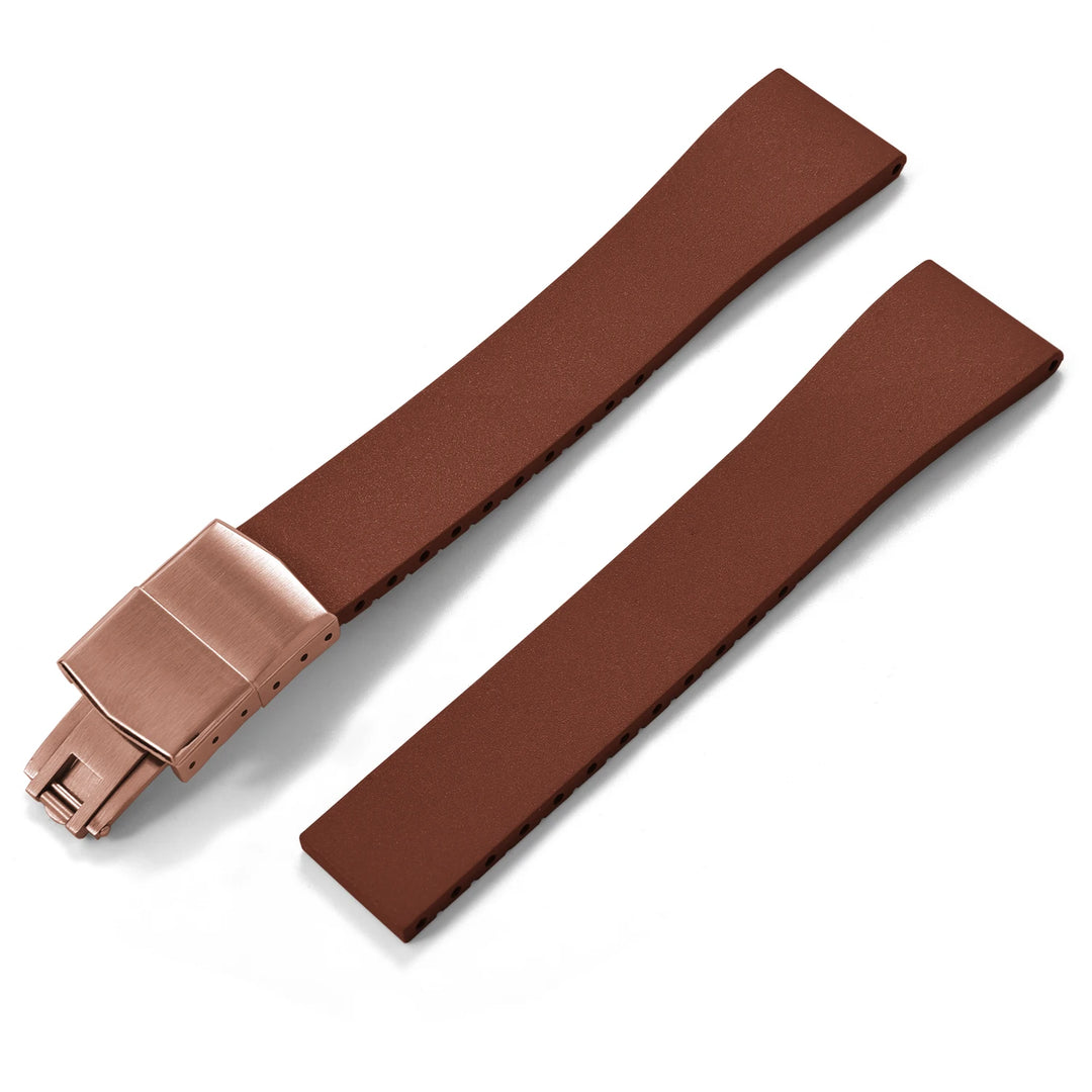 JUELONG CTS FKM Rubber Watch Strap 16–22mm Quick Release with Rose Gold Butterfly Buckle