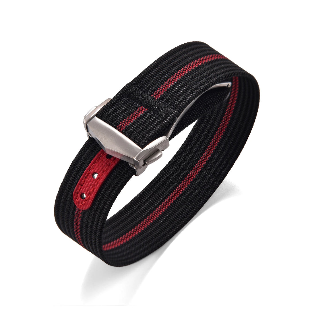Ribbed Nylon & FKM Rubber Watch Strap – 18–22mm Folding Buckle for Omega, Tudor & Seiko