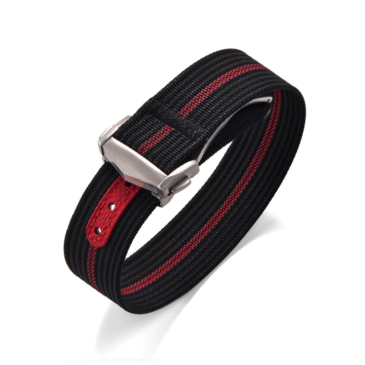 Ribbed Nylon & FKM Rubber Watch Strap – 18–22mm Folding Buckle for Omega, Tudor & Seiko