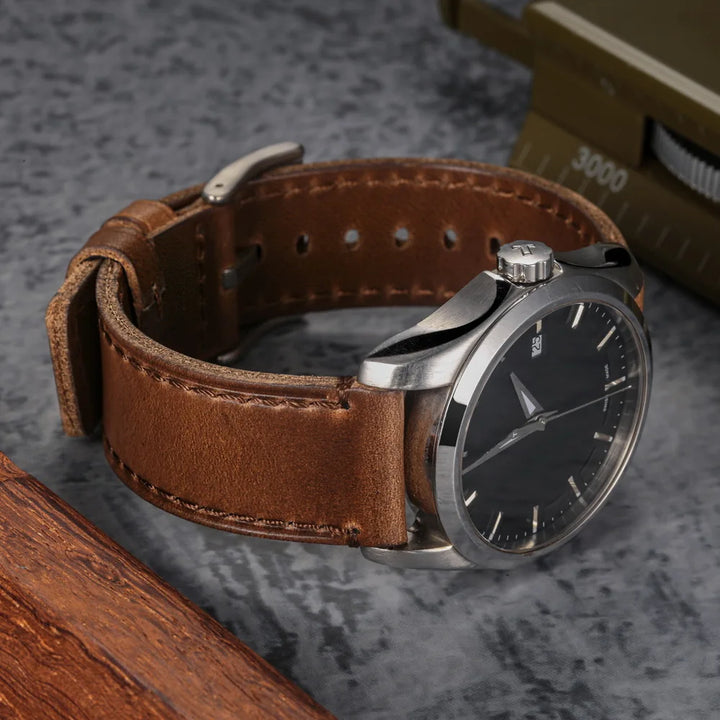 HEMSUT Genuine Horween Leather Watch Strap – Quick Release, 18–24mm Vintage Band for Men