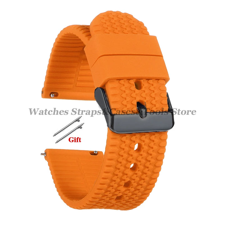 Soft Silicone Rubber Watch Band 18–24mm for Omega & Huawei (Quick