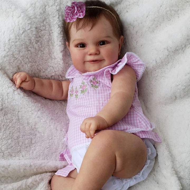 20″ Maddie Realistic Reborn Baby Doll – Vinyl or Cloth Body, Blue Eyes, Rooted Hair