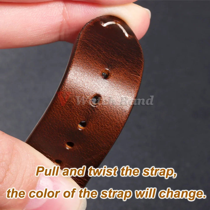 Vintage Oil Wax Leather Watch Strap 18–24mm for Omega & Seiko