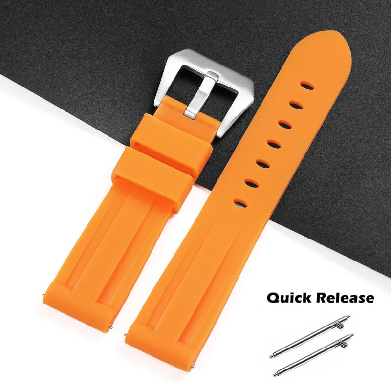 Quick Release Silicone Watch Band 20–26mm for Panerai, Omega, Seiko & Casio