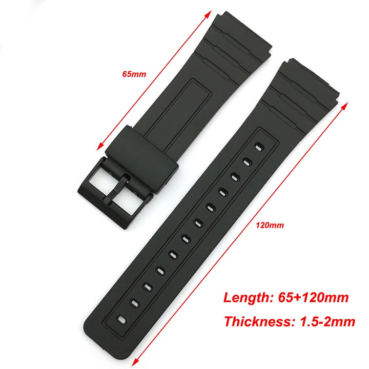 Silicone Watch Strap for Casio – 12–22mm, W800H/F91W/AE1200 Series