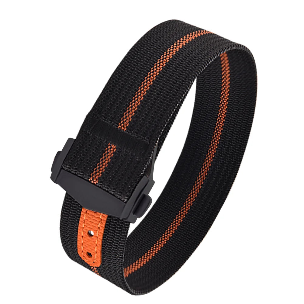 JUELONG Canvas Sailcloth Watch Strap 18mm 20mm 22mm Rubber Hole Sport Waterproof Folding Buckle Watchband For Omega Swatch Moon