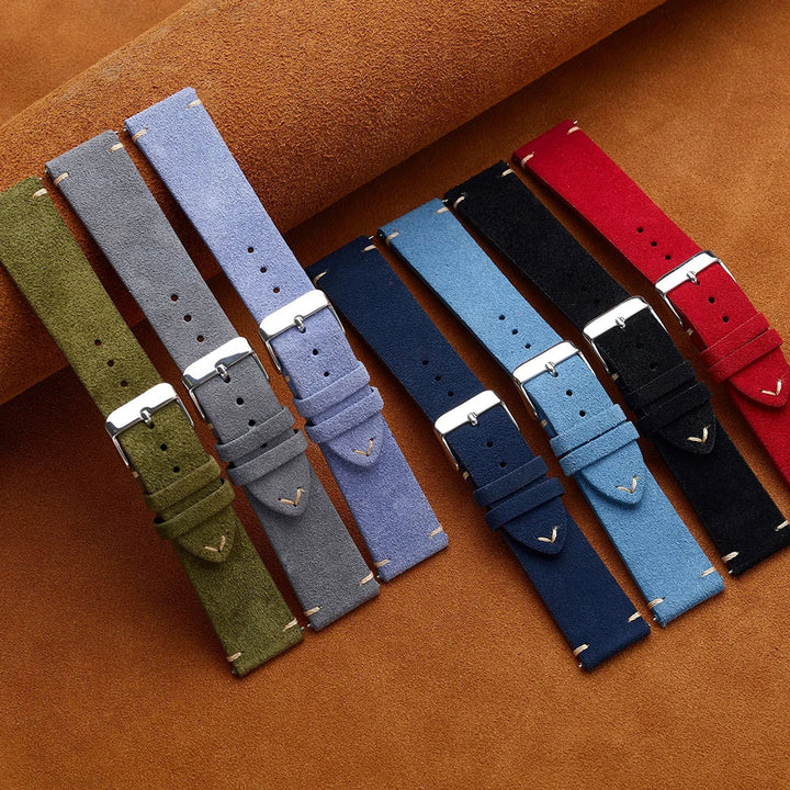 Quick Release Soft Suede Leather Watch Strap (14–22mm)