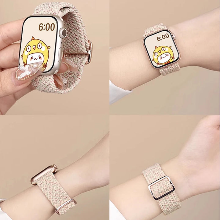 Strap for Apple Watch band 44mm 45mm 49mm 42mm 40 41 46mm Elastic Braided Solo bracelet correa Series 9 10 11 8 7 6 5 SE Ultra 3