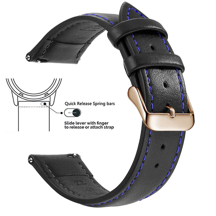 Samco Genuine Leather Watch Band 18–22mm (Quick Release)