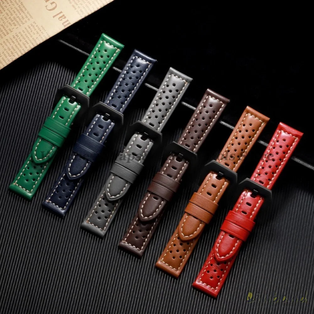 Handmade Cowhide Breathable Leather Watch Band 18mm 20mm 22mm 24mm 26mm for Panerai for Omega Men's Strap Watchband Accessories