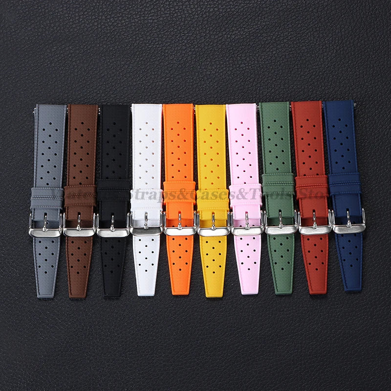 Tropical Silicone Watch Band Quick Release Strap 18mm 20mm 22mm for Oris for Seiko for Citizen Rubber Tropic Smart Watch Straps