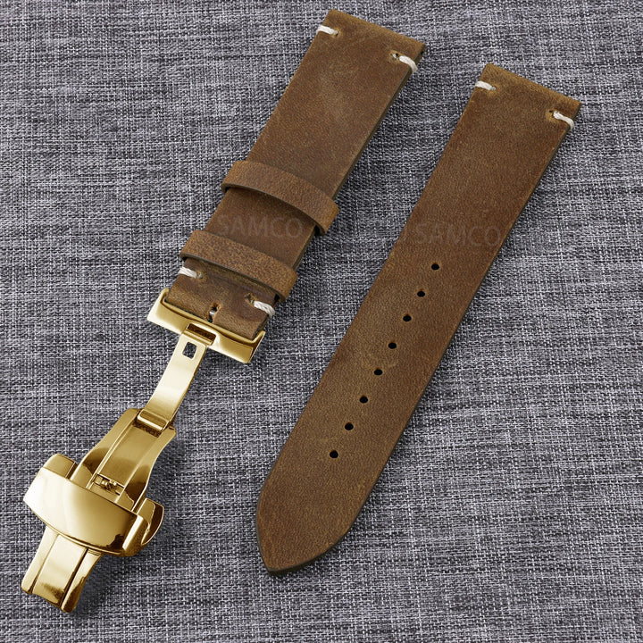 Vintage Top-Grain Leather Watch Strap (18–24mm)