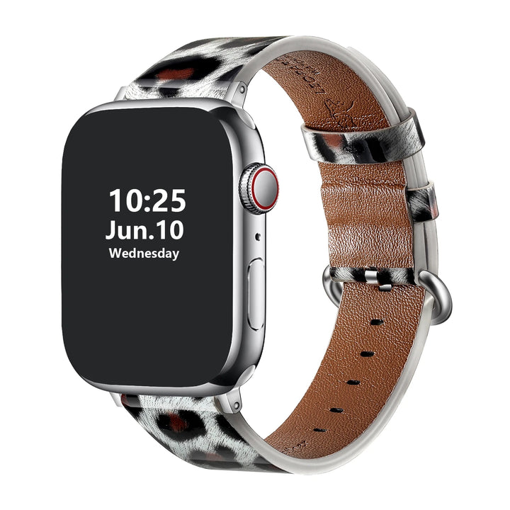 Leopard Leather Apple Watch Band for Women 38–49mm