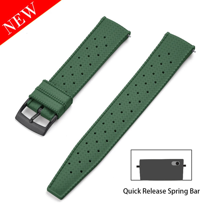 Premium Grade Tropical FKM Rubber Strap Quick Release Watch Band 18mm 20mm 22mm 24mm Rubber Tropical Strap Smart Watch Strap