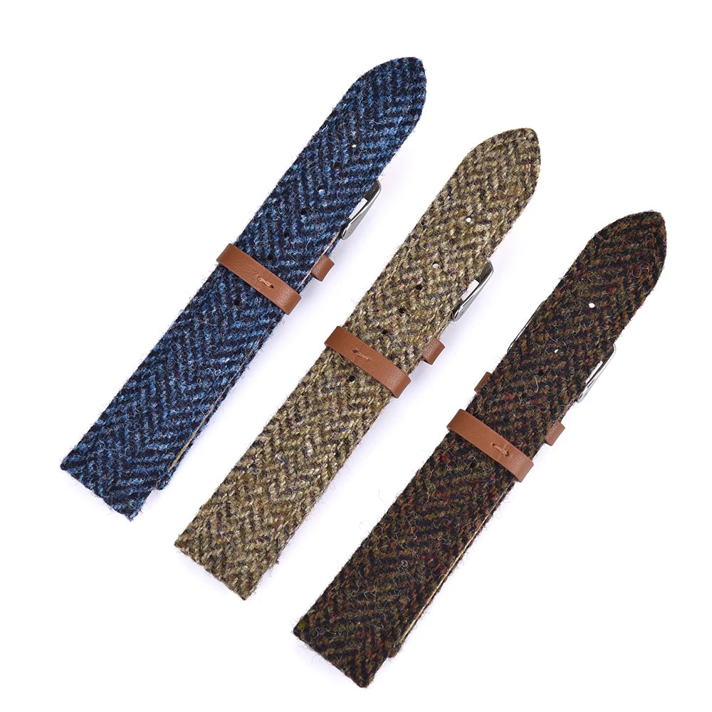 Wool Weave Vintage Leather Quick Release Watch Strap – 18/20/22mm