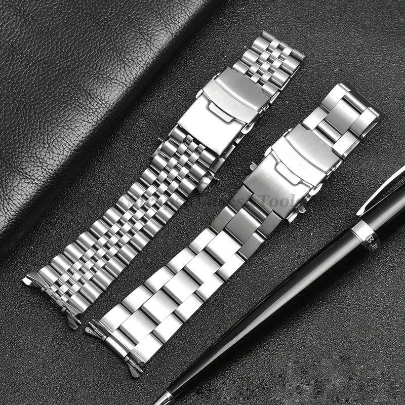 Solid Stainless Steel Watch Strap 18–22mm for Seiko, Jubilee & Oyster