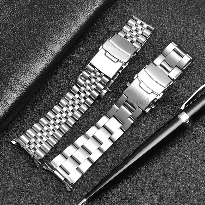 Solid Stainless Steel Watch Strap 18–22mm for Seiko, Jubilee & Oyster
