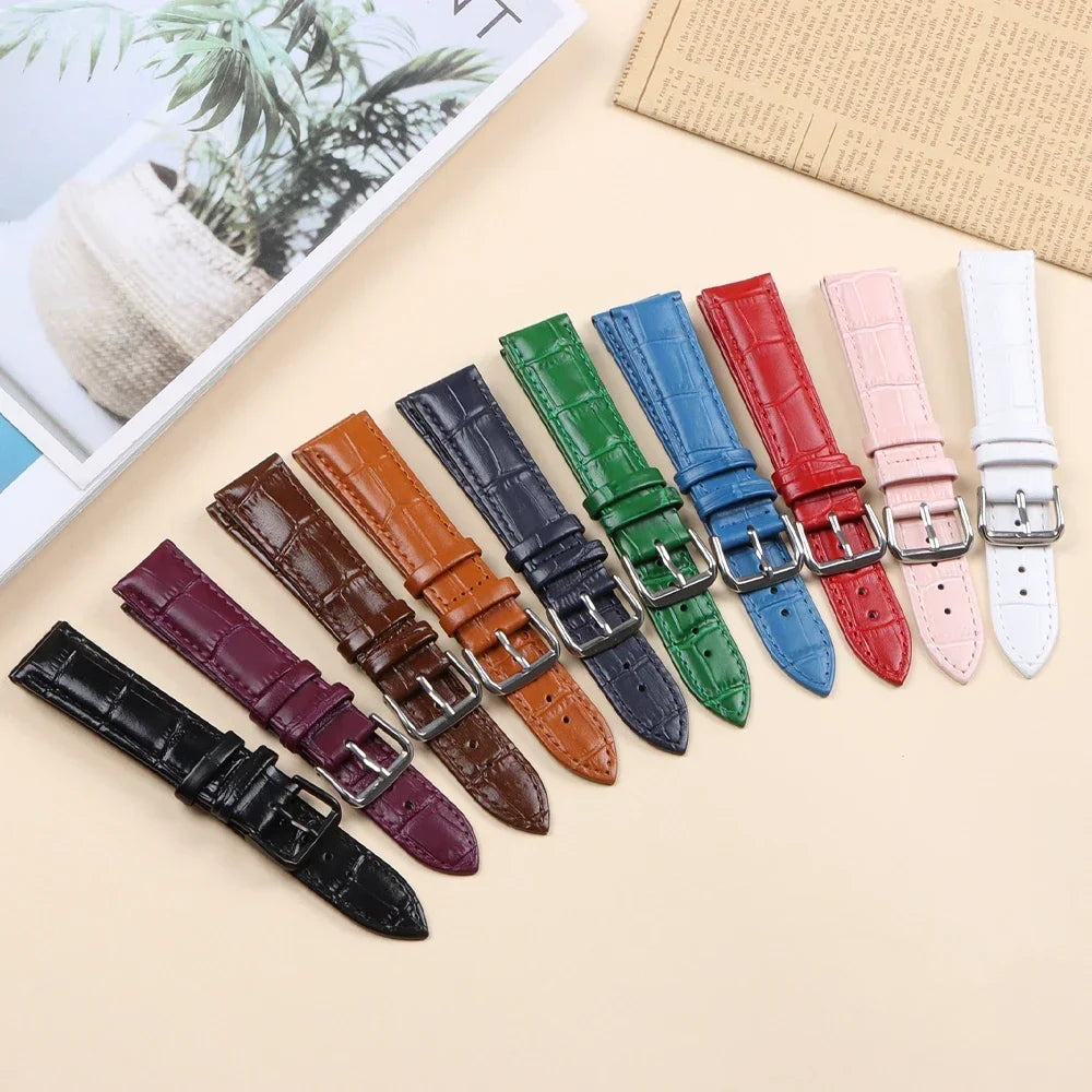 Watch Band Crocodile Pattern Leather Strap 16mm 18mm 20mm 22mm 23mm 24mm Women Mens Replacement Universal Bracelet