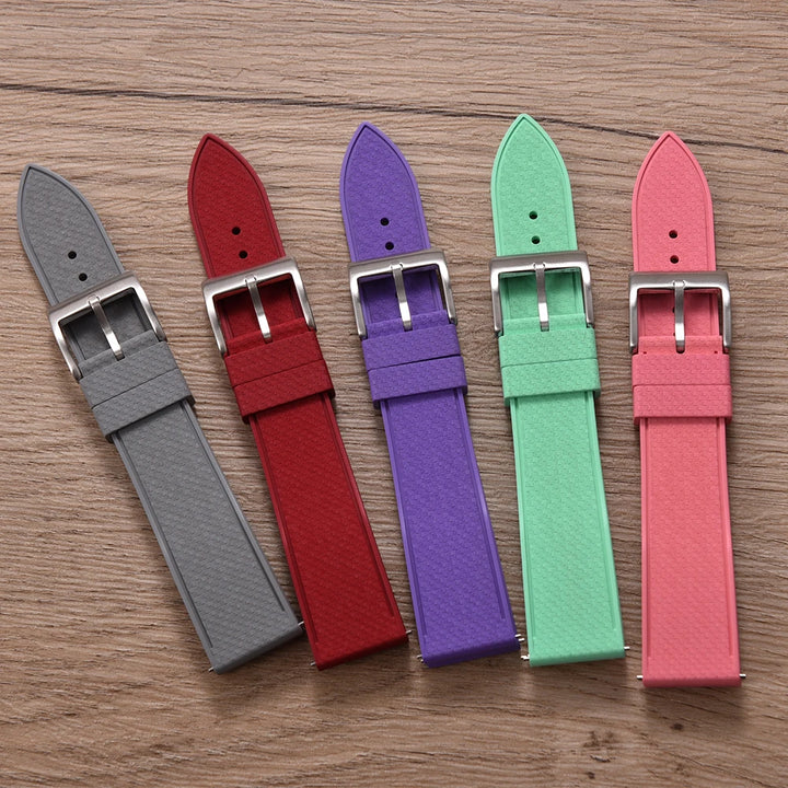 Premium Grade Mosaic FKM Rubber Watch Strap 20mm 22mm Quick Release Watch Bands Diving Waterproof Soft Wristband