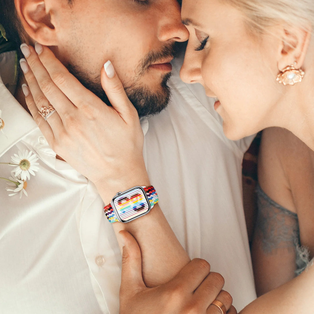 Strap for Apple Watch band 44mm 45mm 49mm 42mm 40 41 46mm Elastic Braided Solo bracelet correa Series 9 10 11 8 7 6 5 SE Ultra 3