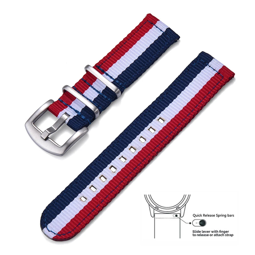 JUELONG Premium  Quick Release Sailcloth Nylon Strap 18mm 20mm 22mm Military Nylon Watchband For Watch Accessories Replacement