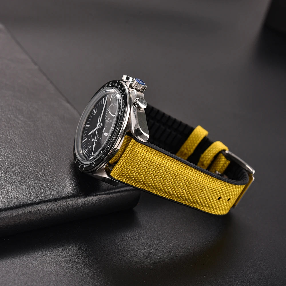NATOBELT Rubber Sailcloth Strap 18mm 19mm 20mm 21mm 22mm Canvas Nylon Quick Release WatchBand Perfect Fit Flat End Universal