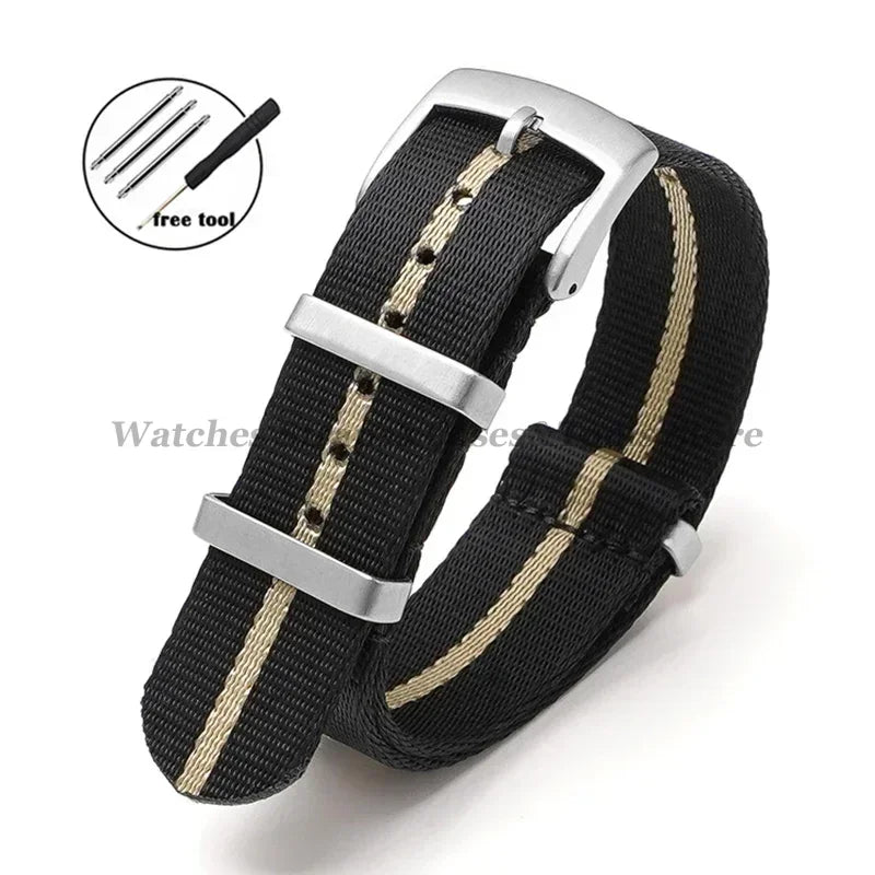 Nylon Watch Strap for Omega 007 for Seamaster 300 Canvas Watchband 18mm 20mm 22mm 24mm for Seiko Men Sport Bracelet Wrist Band