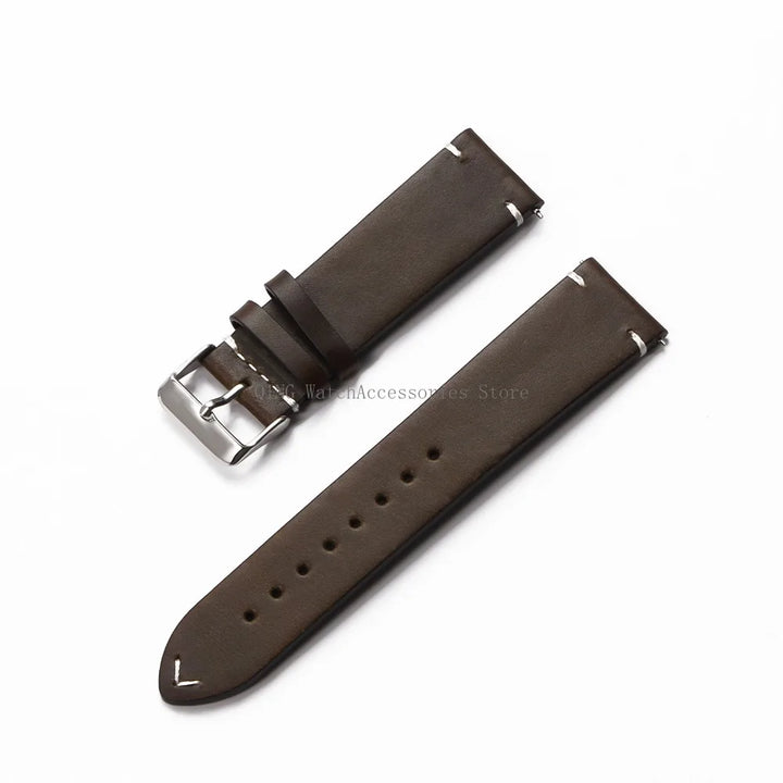 Title: Vintage Oil Wax Leather Watch Band 18–22mm (Quick Release, Unisex)