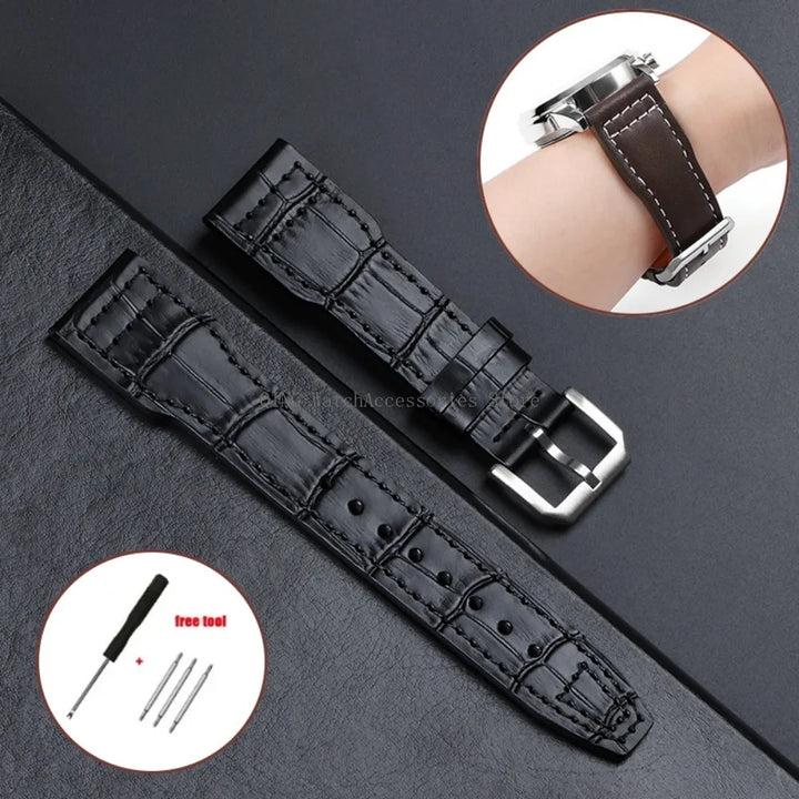 Genuine Cowhide Leather Strap for IWC Pilot – 20/21/22mm, Folding Buckle