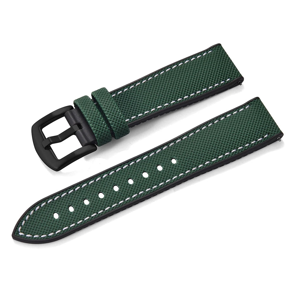 For Longine Seiko Water Ghost Hamilton Series Nylon FKM Rubber Bottom Watch Strap 18-20-22-24mm Strap Soft Waterproof Wrist Band