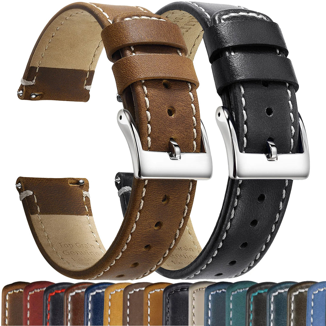 Top Grain Genuine Leather Quick Release Watch Band 20–22mm for Samsung Galaxy Watch
