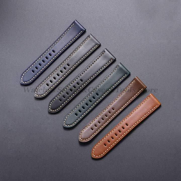 Cowhide Crazy Horse Genuine Leather Bracelets 20mm 22mm 24mm 26mm for Panerai for Omega Belt Dark Brown Men's Women Watch Strap