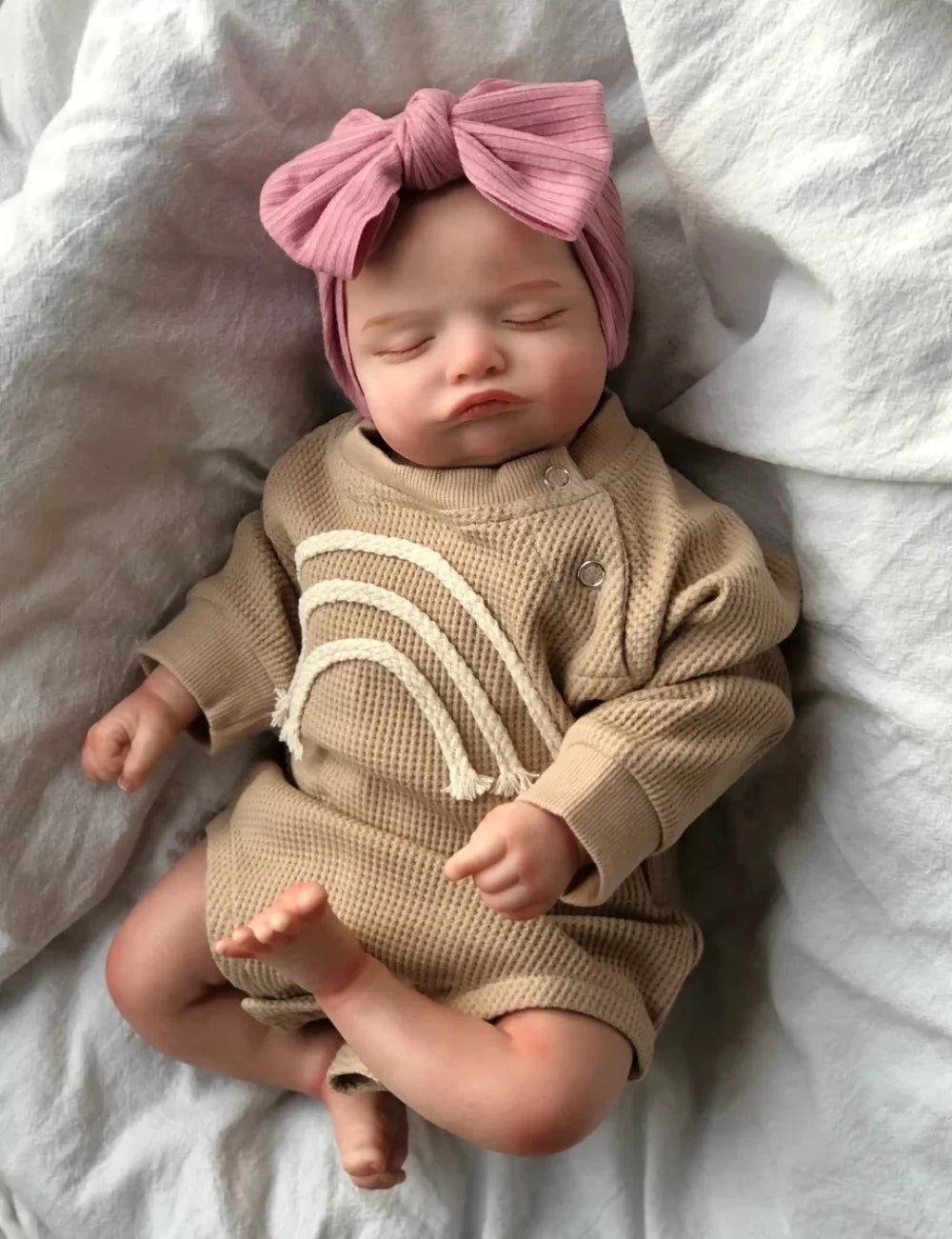 46 cm Finished Rosalie Reborn Baby Doll – Sleeping Newborn with Rooted Hair & 3D Skin