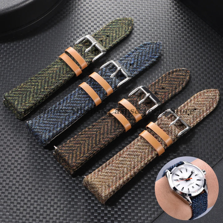 Vintage Leather Nylon Strap (18–22mm) – Quick Release Replacement