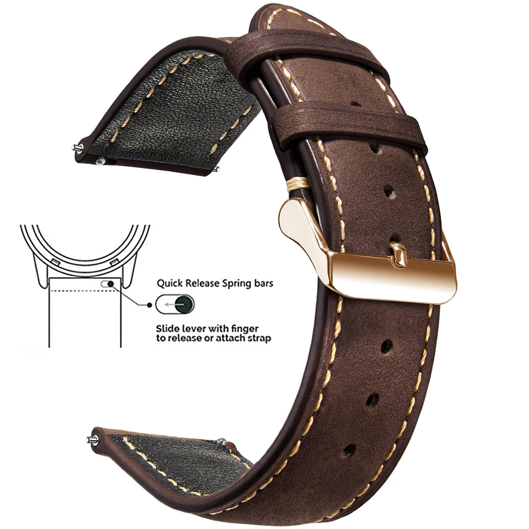 Wax Vintage Leather Watch Strap 14–24mm