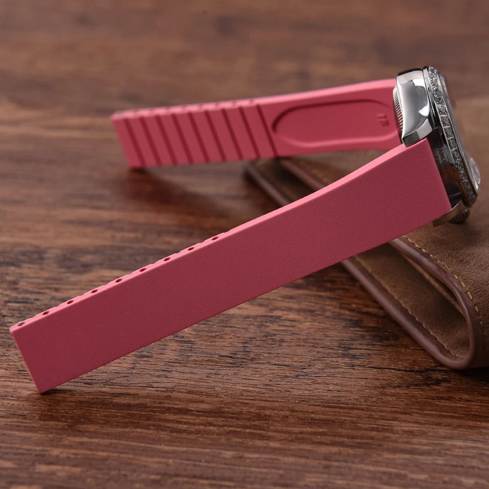 JUELONG CTS FKM Rubber Watch Strap 16–22mm Quick Release with Gold