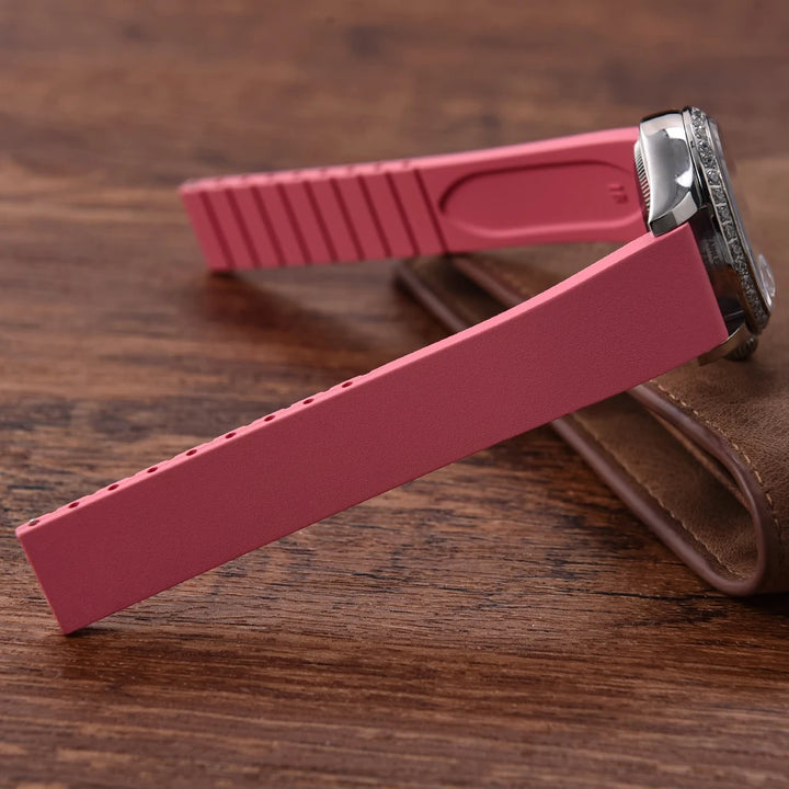 JUELONG CTS FKM Rubber Watch Strap 16–22mm Quick Release with Gold
