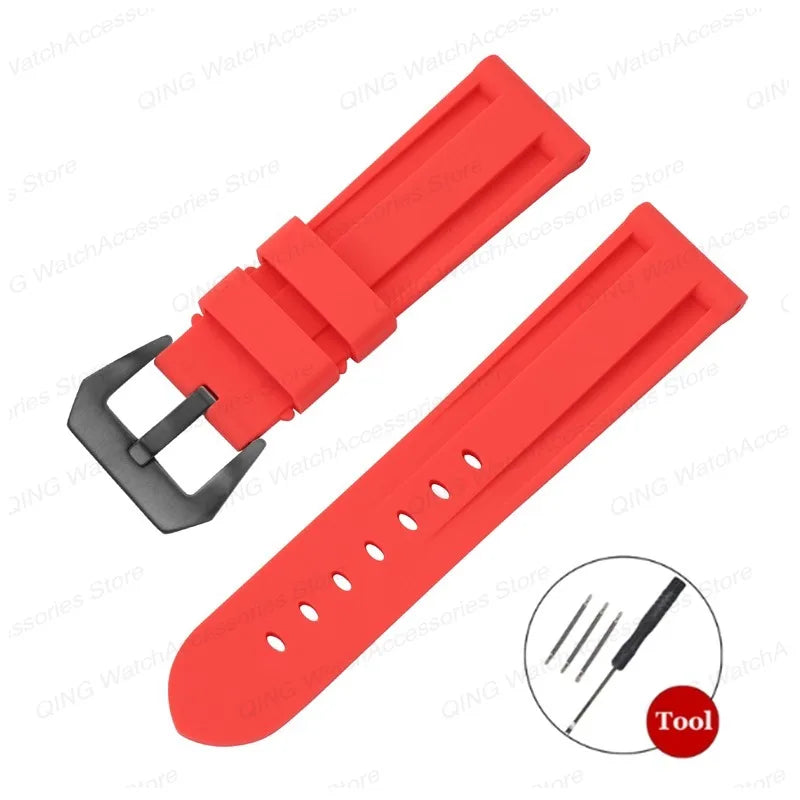 Universal Silicone Rubber Watch Strap – Sport Wristband (20-26mm)