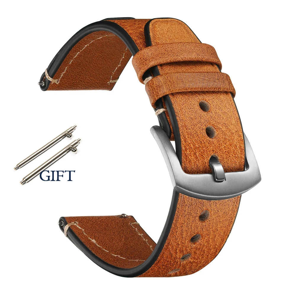 Retro Genuine Leather Watch Strap – 18-22mm for Seiko SNXS79 & Rolex Oyster