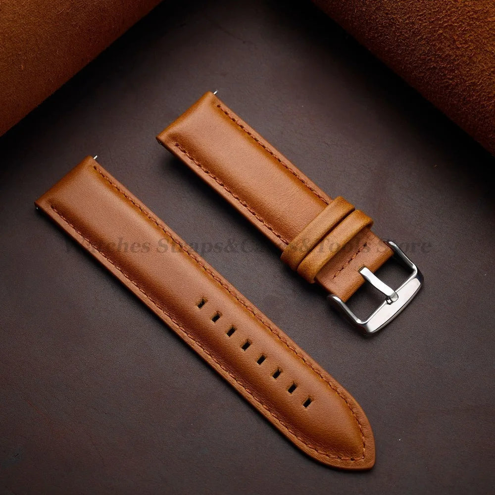 Vintage Cowhide Leather Watch Strap 18–26mm Quick Release – Universal
