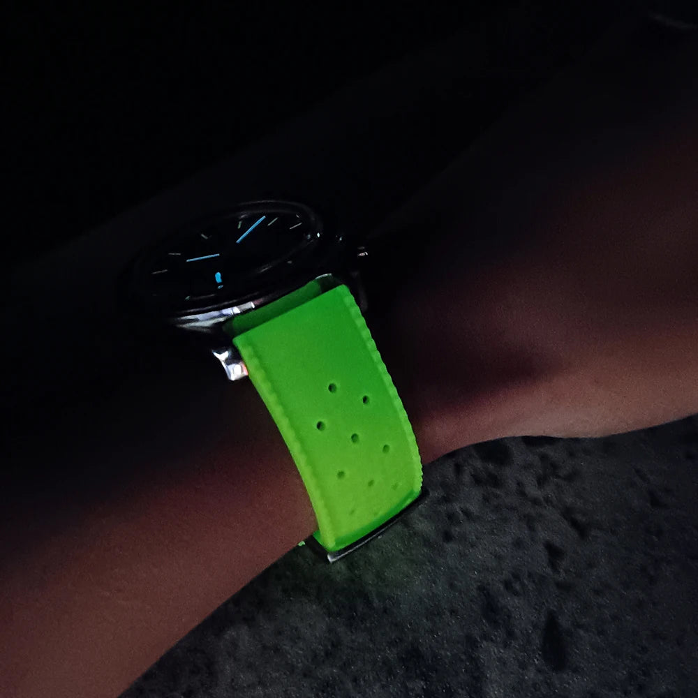 Premium Fluororubber 20–22mm Quick Release Tropical Glow Watch Strap – Flat End Universal Fit