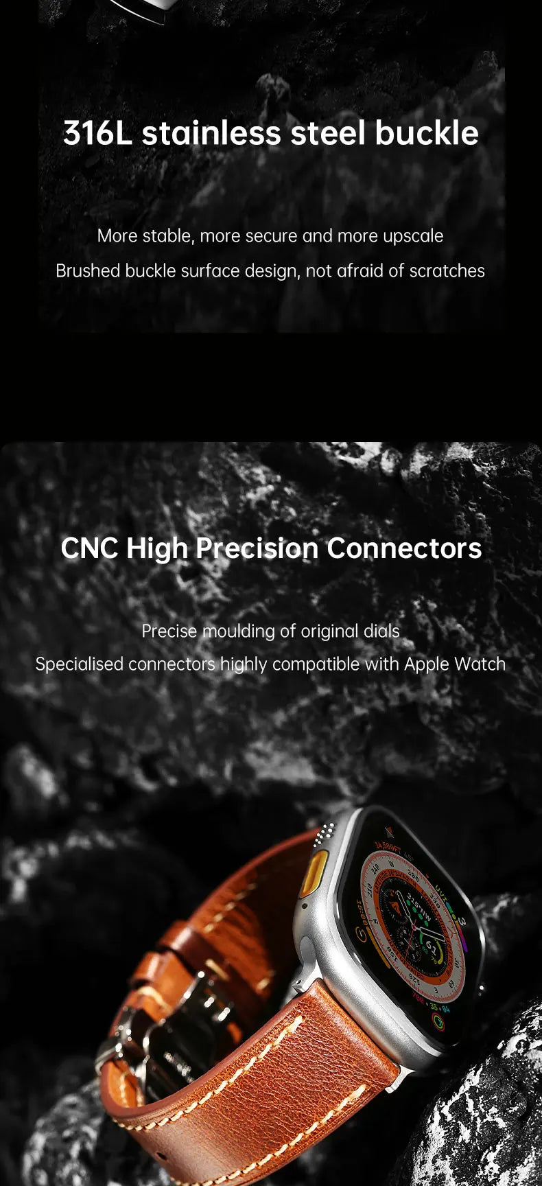 Apple Watch Luxury Cow Leather Strap For Ultra 2 49mm Band Series 9 8 7 6 5 SE 45mm 44mm 41mm 40mm Handmade Watchbands