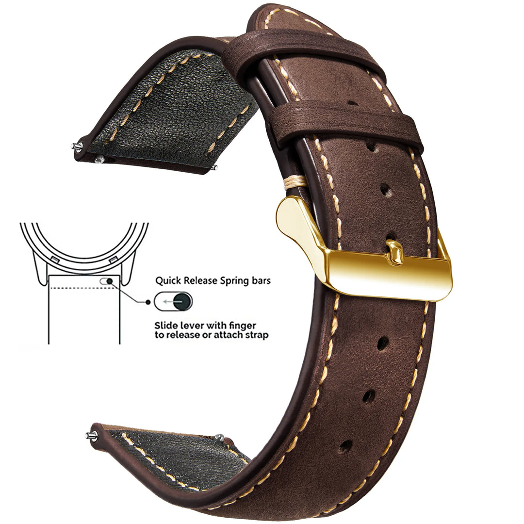 Wax Vintage Leather Watch Strap 14–24mm
