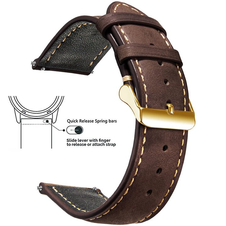 Wax Vintage Leather Watch Strap 14–24mm