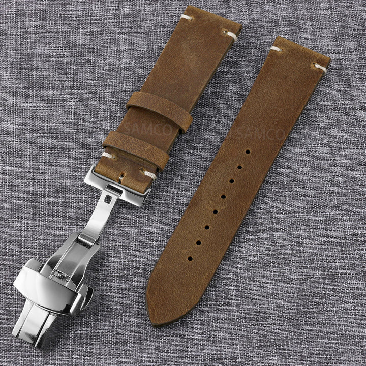 Vintage Top-Grain Leather Watch Strap (18–24mm)