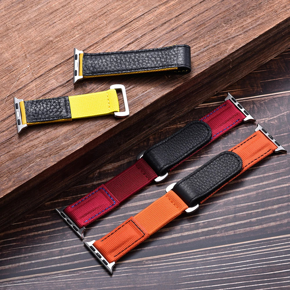 Braided Nylon Solo Loop For Apple Watch Band 45mm Ultra 2 49mm 38mm 44mm 40 41mm 42mm Leather Bracelet Series 10 9 8 7 5 se Belt