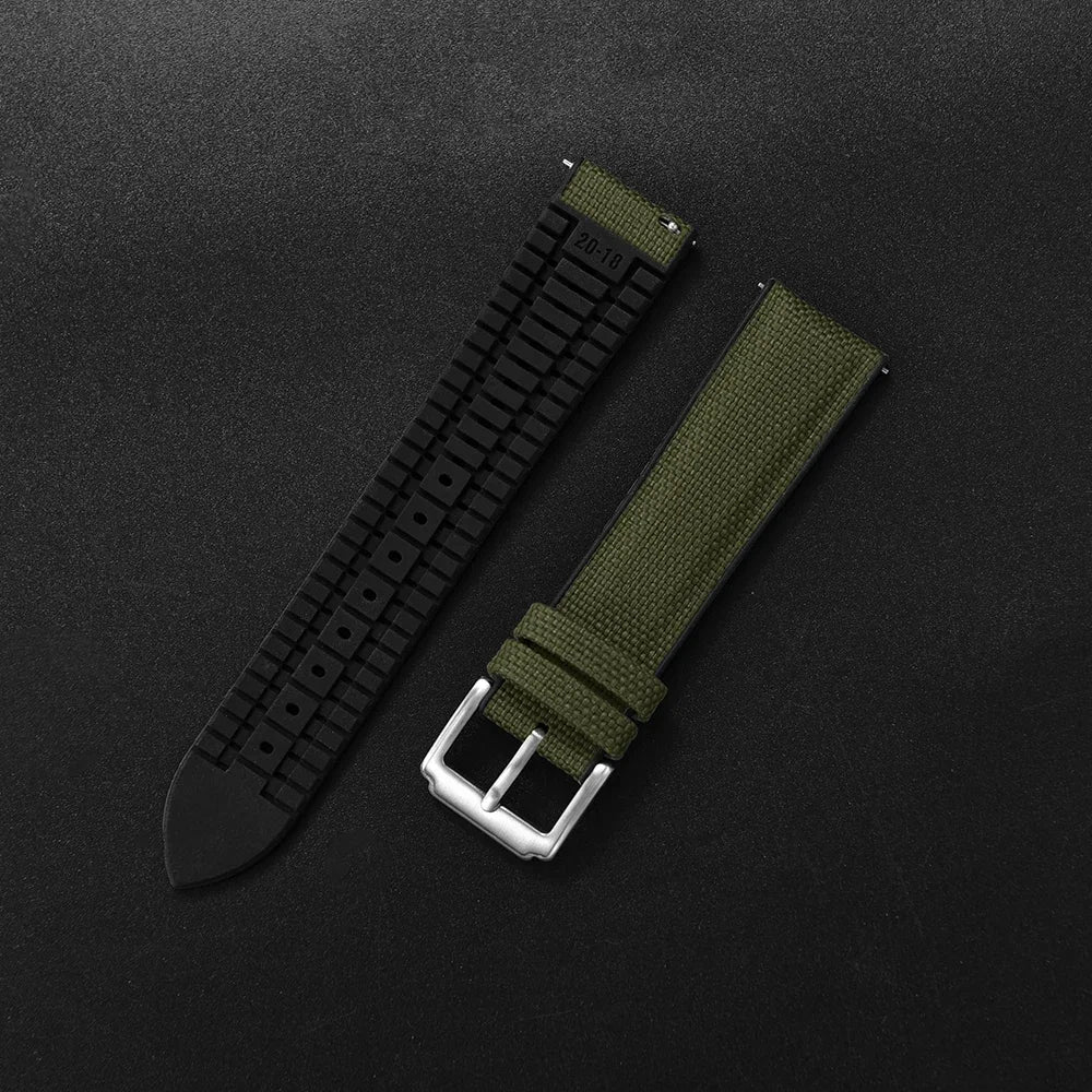 High Quality Rubber Sailcloth Strap 18mm 19mm 20mm 21mm 22mm Canvas Nylon Quick Release WatchBand Perfect Fit Flat End Universal