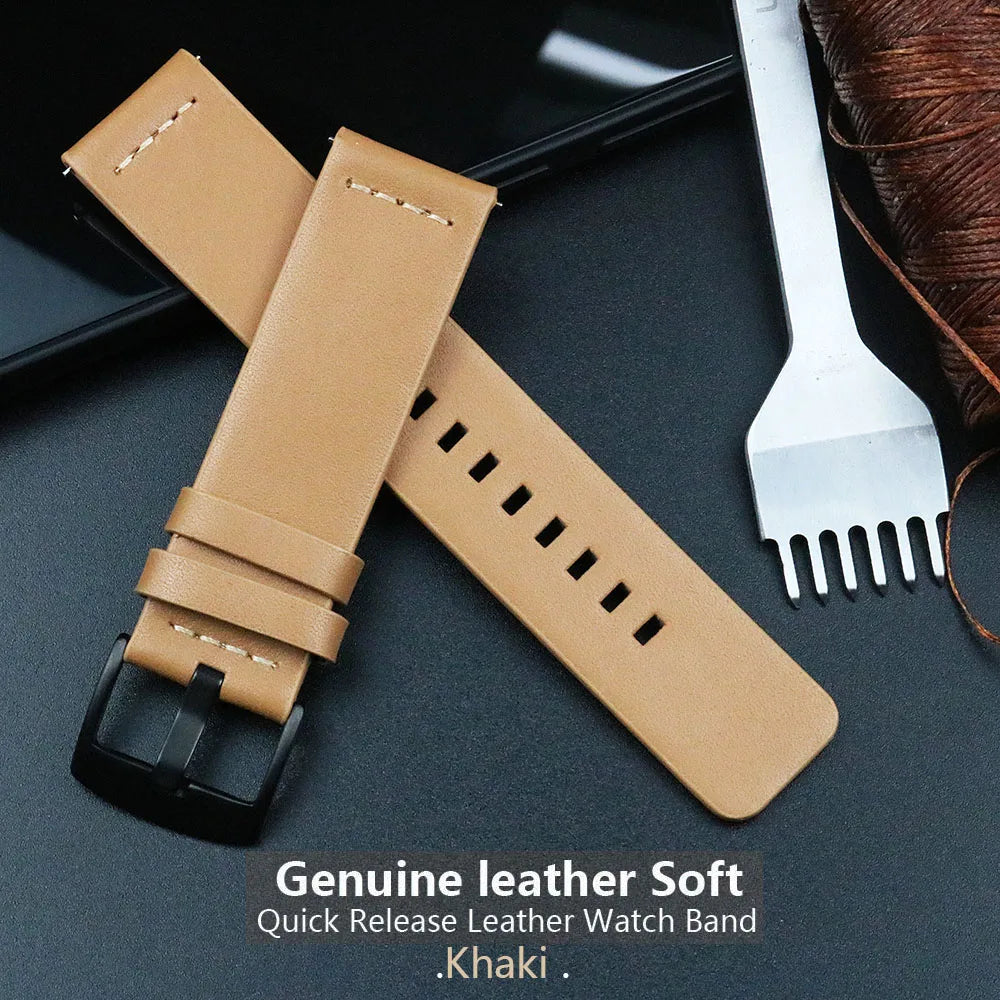 New Genuine Leather Quick Release Watch Band 18–24mm (Vintage Handmade)