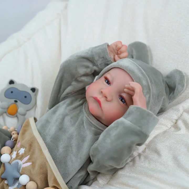 43 cm Levi Awake Reborn Baby Doll – Open Blue Eyes & 3D Painted Skin